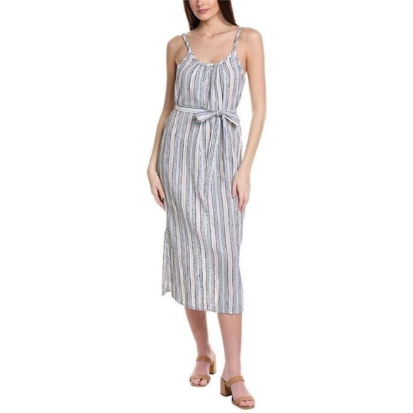 Michael Stars NWT Women's Blue Matilda Striped Midi Dress Medium - Picture 2 of 7